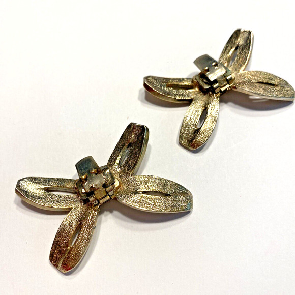 Vintage Silvertone Metal Shoe Clips Unique Bows Collectible Jewelry for Shoes - Picture 4 of 7